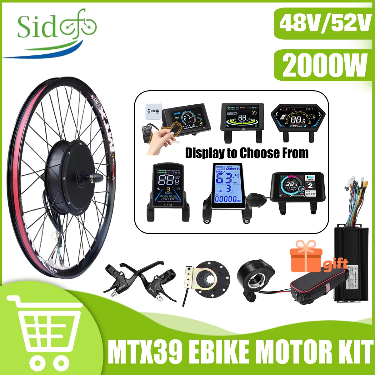 MTX39 48V/52V 2000W Motor de c - Gearless Hub Motor Conversion Kit 2000W With Display reseña y precio